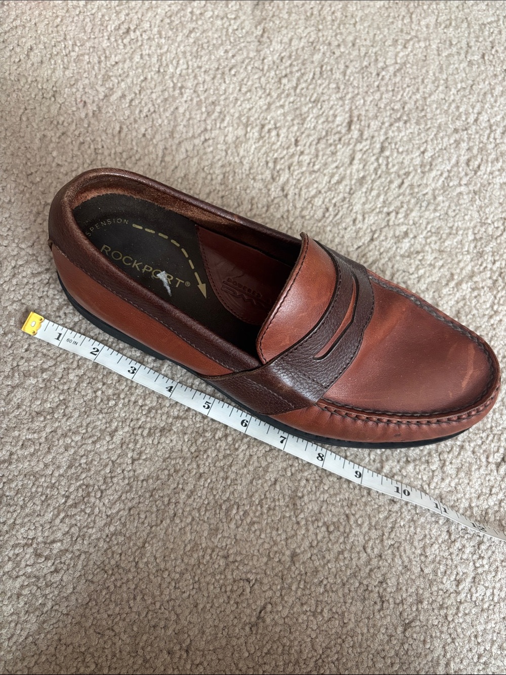 Rockport Men's Tan and Brown Leather Loafers size 7W - Picture 12 of 12